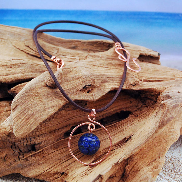 Carved Lapis Lazuli and Copper Necklace – Carleh's Creations