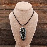 Gray Ceramic Mother Earth and Leather Necklace