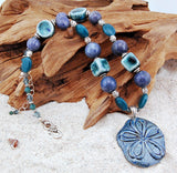 Sponge Coral and Ceramic Sea Biscuit Necklace