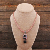 Rhodonite and Lava Rock Necklace