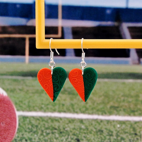 Orange & Green Heart Earrings