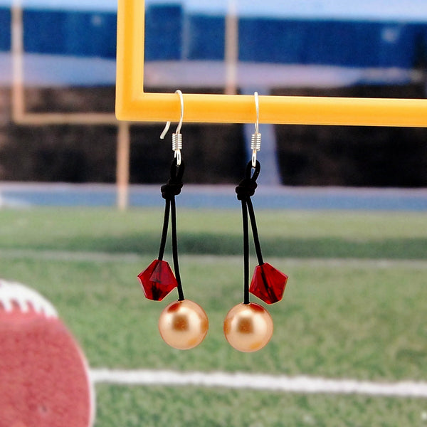 Garnet & Gold Leather Earrings