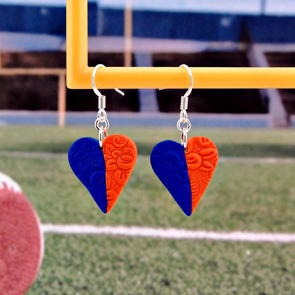 Blue & Orange Heart Earrings