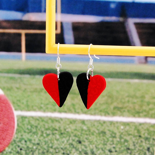 Black & Red Heart Earrings