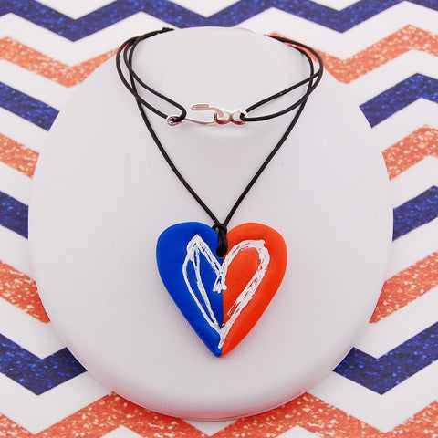 Blue & Orange Heart Necklace