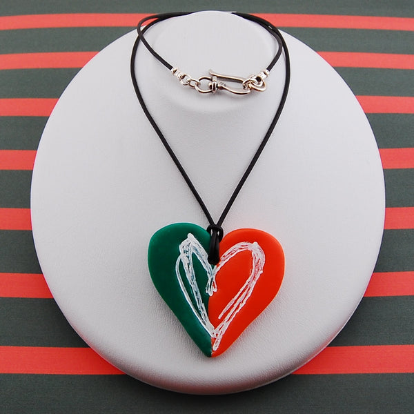 Orange & Green Heart Necklace